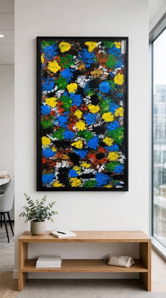 Chromatic Field abstract canvas in a sunlit room