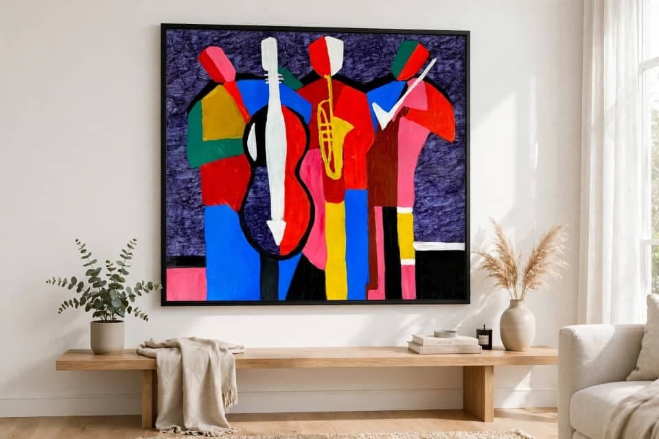 The Jazz Trio Session displayed in a contemporary living room